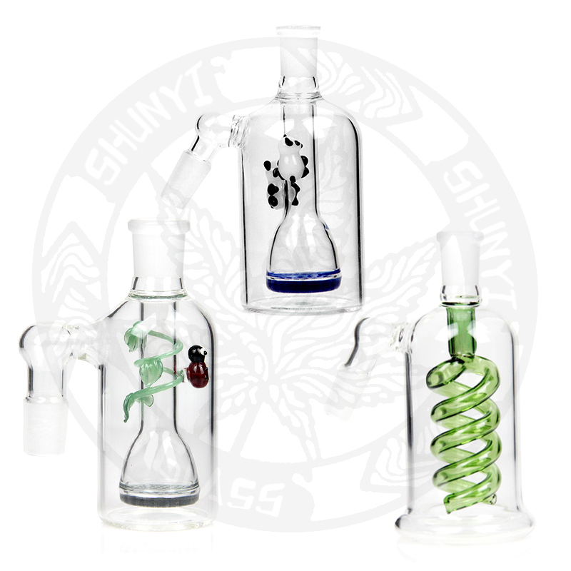 

14mm 18mm Ash Catcher Hookah for Dab rig Glass bong 45 & 90 Smoke Accessories Mixed Color with the Panda Showerhead Perc Tobacco Accessory from shunyiglass