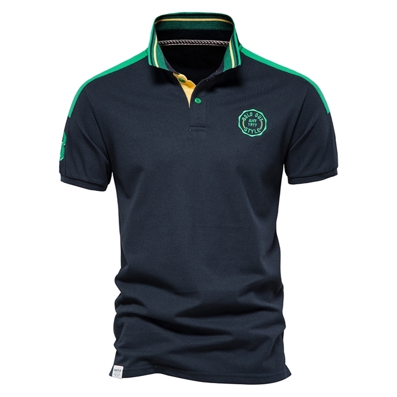 

AIOPESON Brand Quality Cotton Polo Shirts for Men Short Sleeve Casual Social Business Men's Sport Polo T Shirt Tops Tees 220402, Navy