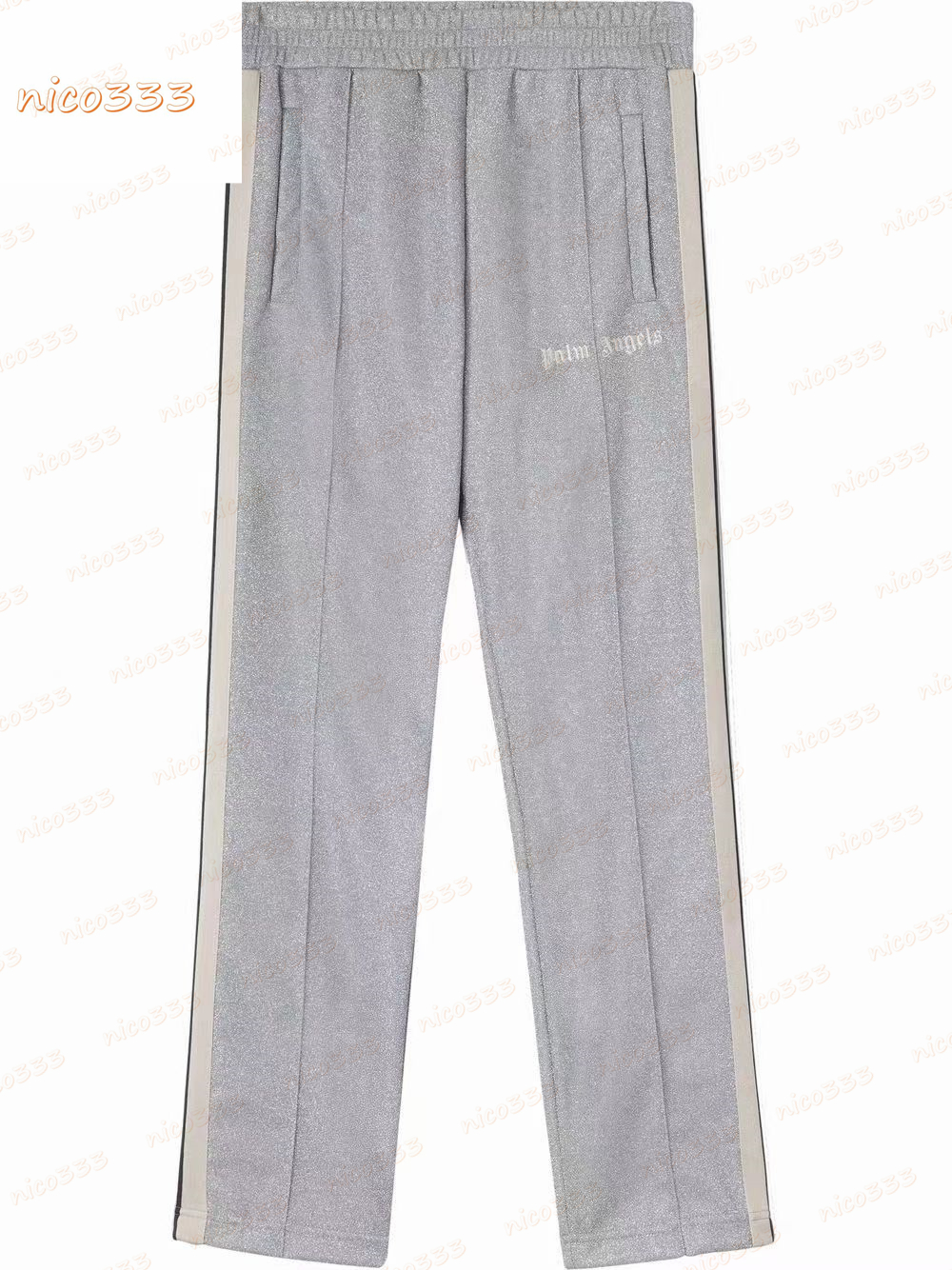 

22ss Newest pants gray green metallic letters leopard print broken head bear light blue starsmen and womens casual pants, 01.black