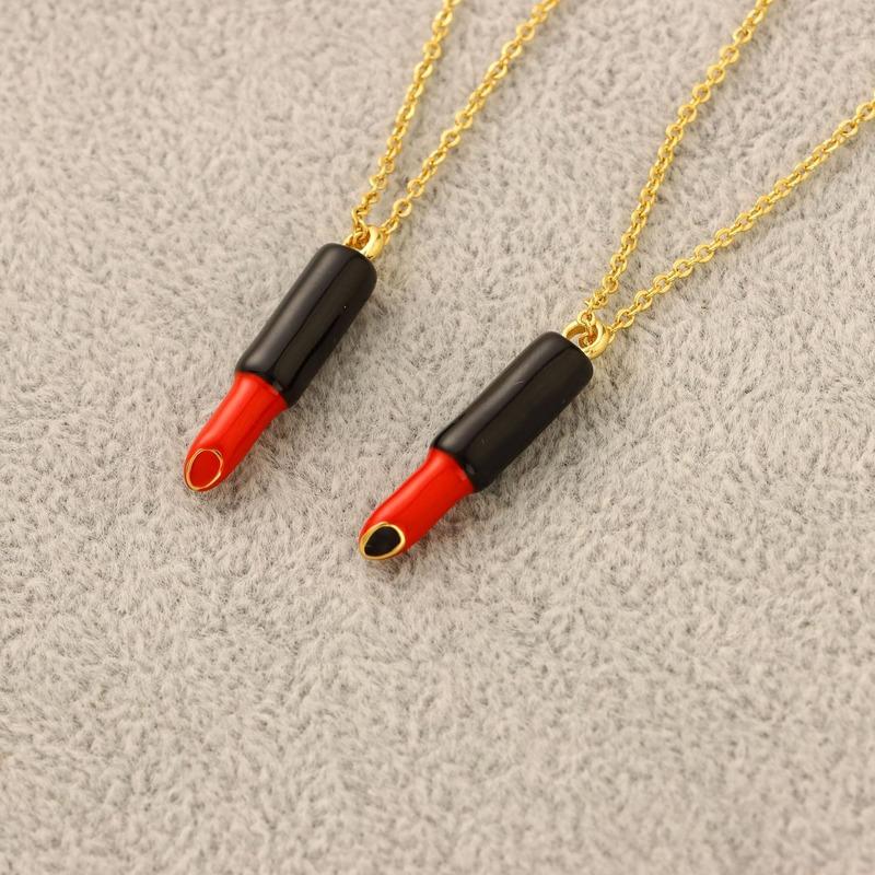 

Pendant Necklaces French Enamel Glaze Lipstick Shape Temperament Necklace Female Retro Street