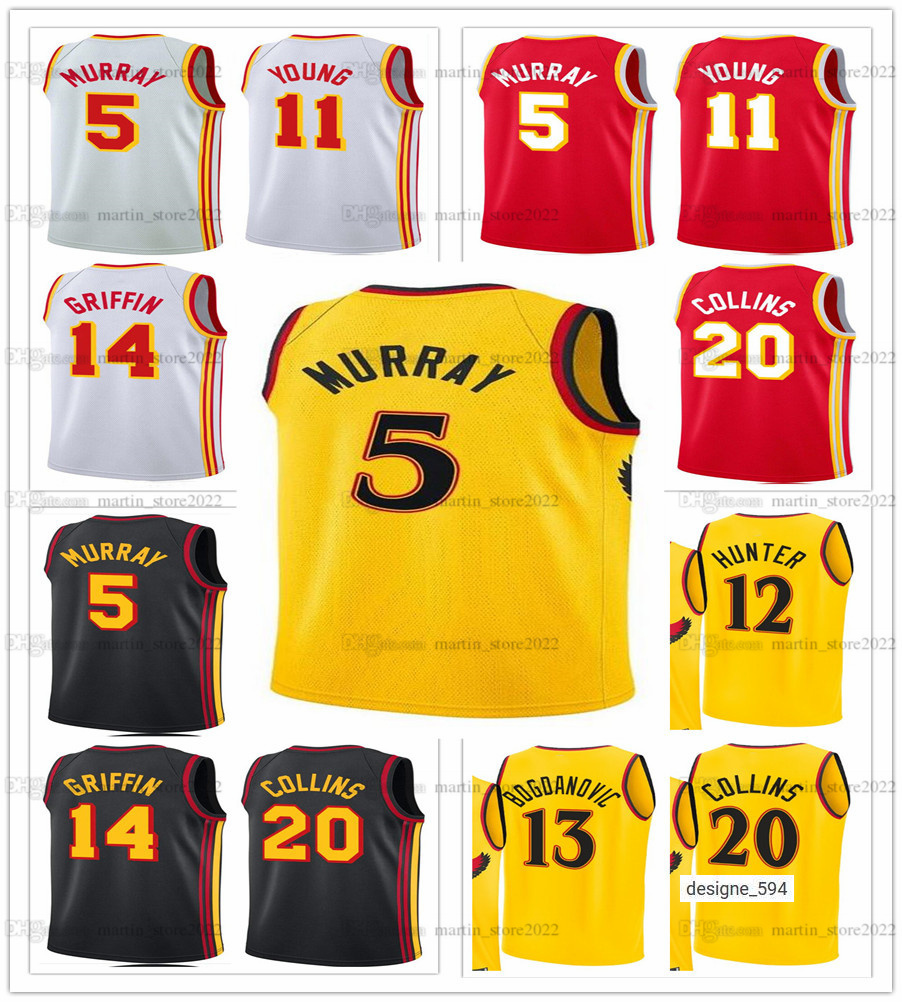

2022 Trade 5 Basketball Dejounte Murray Jerseys 14 AJ Griffin Trae Young 11 John Collins 20 Men Women Youth Kids, Black