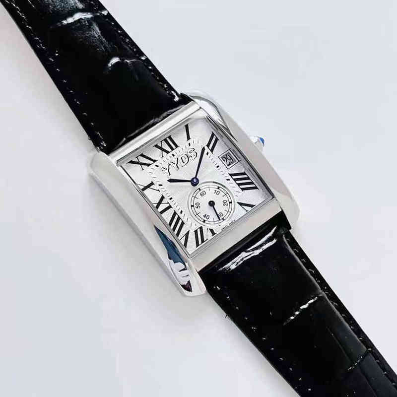 

luxury women watch santos wristwatches high quality EYU6 cassidy Tank Quartz tank rectangular waterproof leather leisure Andy Lau, White shell and black skin