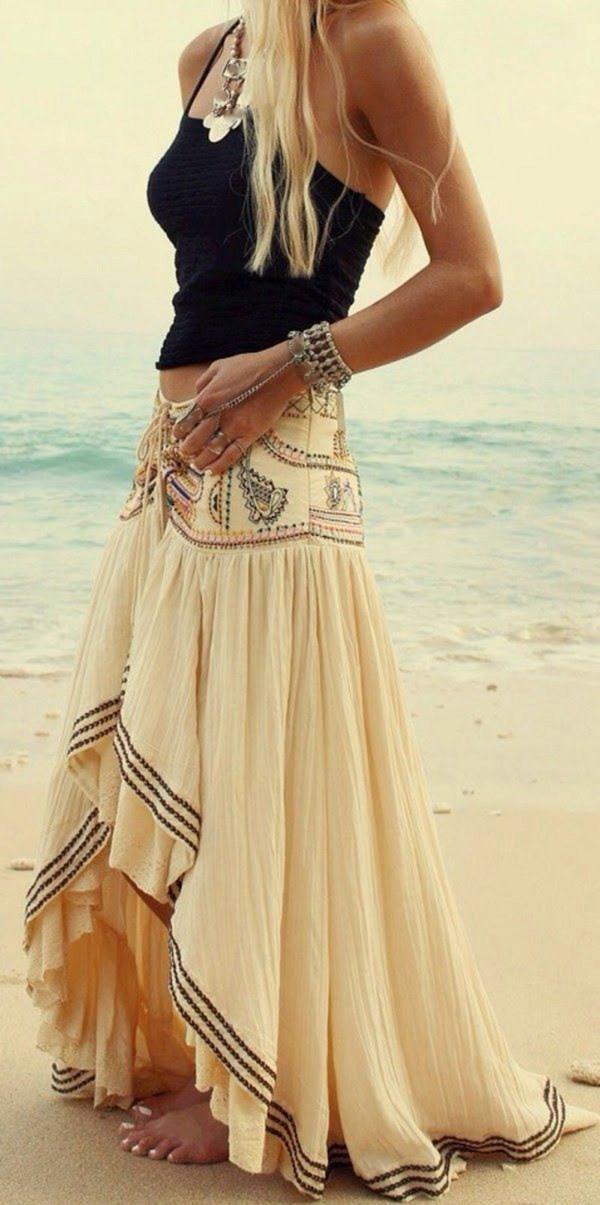 

Skirts 2022 Summer Women Embroidery Boho Vintage Asymmetric Lace Patchwork Holiday Ruffles Long Skirt, As picture