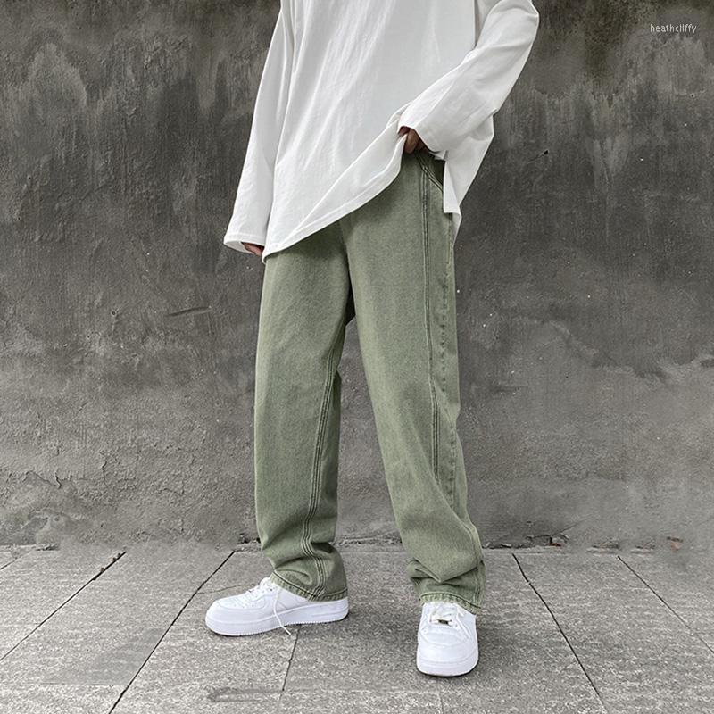 

Men's Jeans Green For Men Straight Loose Trousers Spring And Autumn Oversize Wide Leg Pants Casual High Street Fashion Male ClothingMen's He, Blue