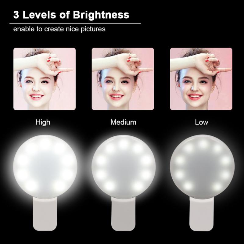 

Compact Mirrors Universal Selfie Lamp Makeup Lightings Mobile Phone Lens Portable Flash Ring USB Charge LEDS Camera Luminous Clip LightCompa