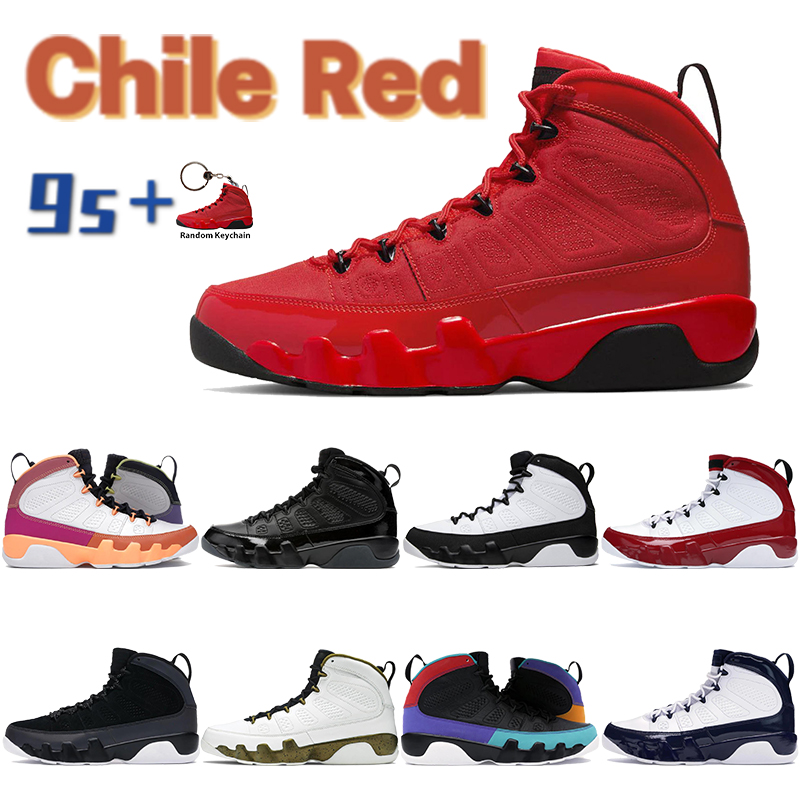 

Chile Red 9 9s Basketball Shoes Mens Sneakers Bred Patent University Blue White Gym Statue Dark Charcoal OG Space Jam Men Women Sports Trainers, Shoe box