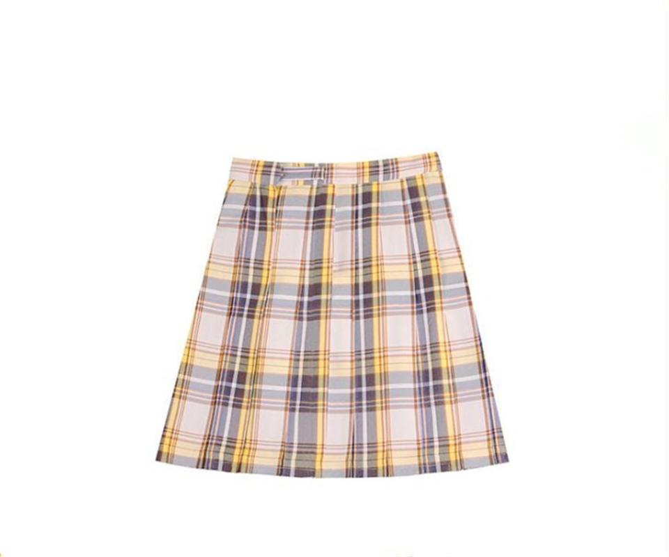 

Clothing Sets Girl's Summer High Waist Pleated Skirt Plaid Skirts Women Dress For JK School Uniform Students Cloths D020Clothing