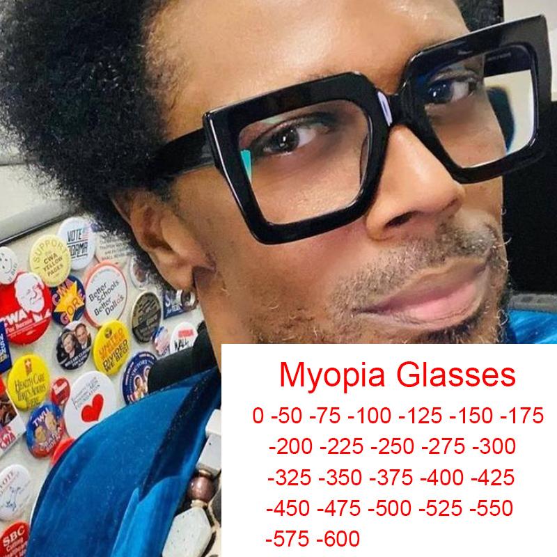 

Sunglasses Finished Myopia Blue Light Blocking Glasses Men Brand Black Square Clear Reading Short Sight Prescription -1 -2.5 -3 -6