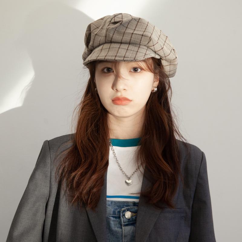 

Berets Ladies Thin Octagonal Hat 2022 Spring And Summer Beret Fashion Plaid Sboy Hats Street Wild Shade Painter CapBerets, Gzbj040-ka qi