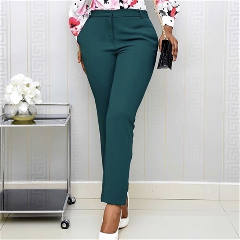 

Women High Waist Trousers Long Pants Slim All Match Female Elastic Office Ladies Work Wear Autumn African Fashion Pantalones 201228, Black