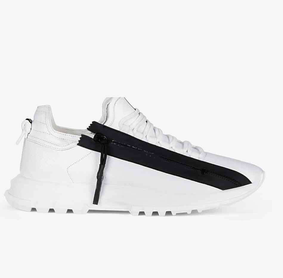 

New Perforation Design Spectre low-top Runner Sneakers Shoes Mens White Breath Leather With Zip Trainers Shoe Technical Comfort Casual Footwear Black EU38-46