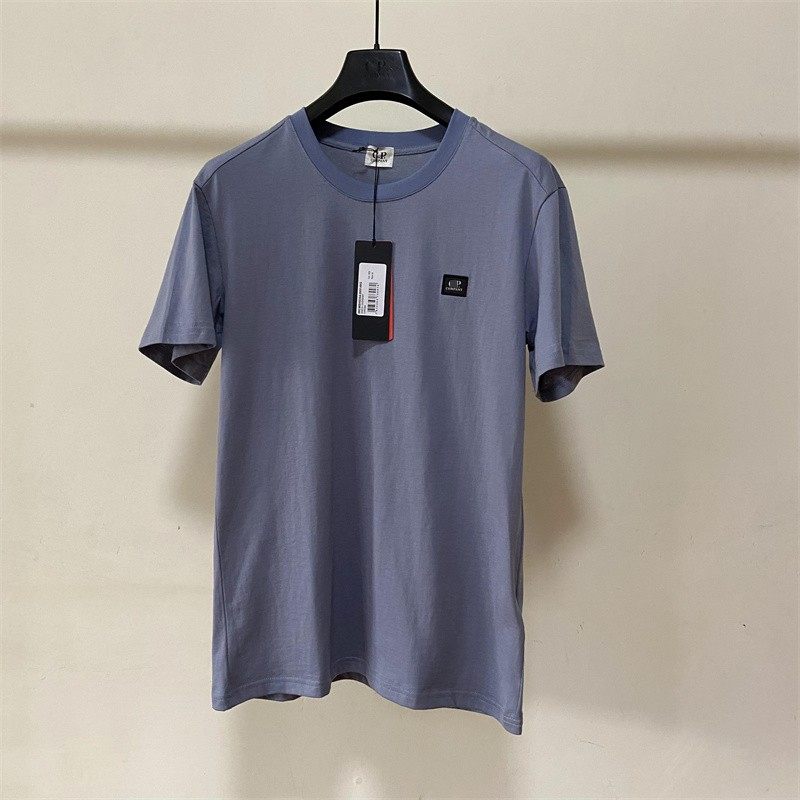 

Cp Casual Ins Trend Men Shirt Short Sleeve Crewneck Embroidery Fashion Sports Cotton Solid Color Shirts Ees Izf6, Gray