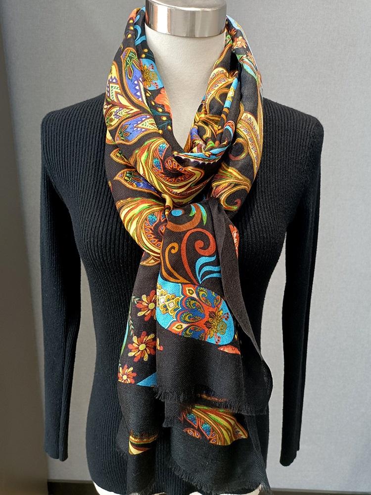 

Scarves Women Winter 100% Cashmere Scarf Wraps Long Fashion Elegant Paisley Print Pashmina Foulard Echarpe 200 100cmScarves