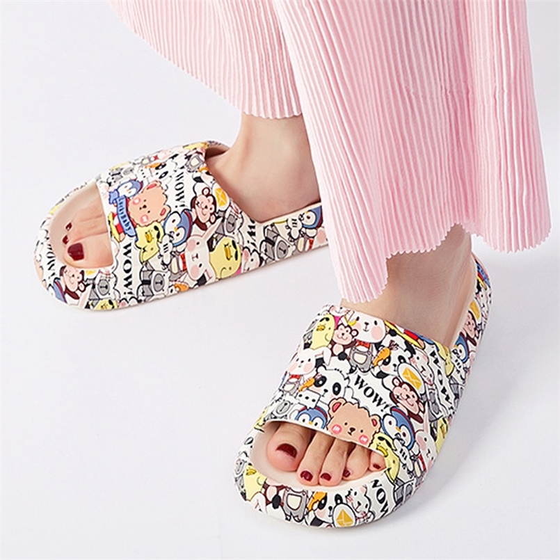 

Cute Cartoon Animal Graffiti Women Slippers Platform Soft Couples Indoor Bathroom Woman Sandals Female Summer Shoes 220615, Pink