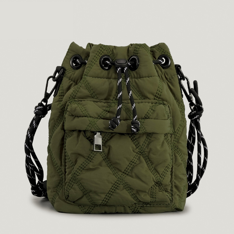 

Casual Nylon Padded Women Shoulder Bags Quilted Drawsting Crossbody Bag Vintage Bucket Bag Small Tote Female Purses 2022 Winter, Same photo