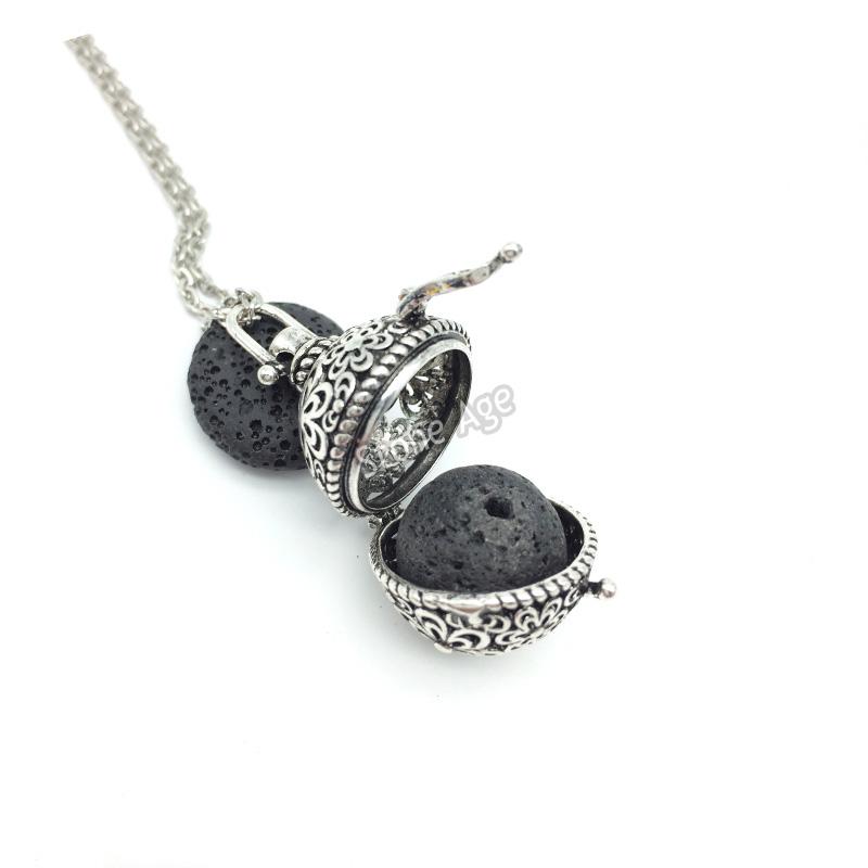 

Pendant Necklaces 5pcs Antique Silver Flower Pregnancy Balls With Lava Stone Jewelry Essential Oil Diffuser Locket NecklacePendant NecklaPen