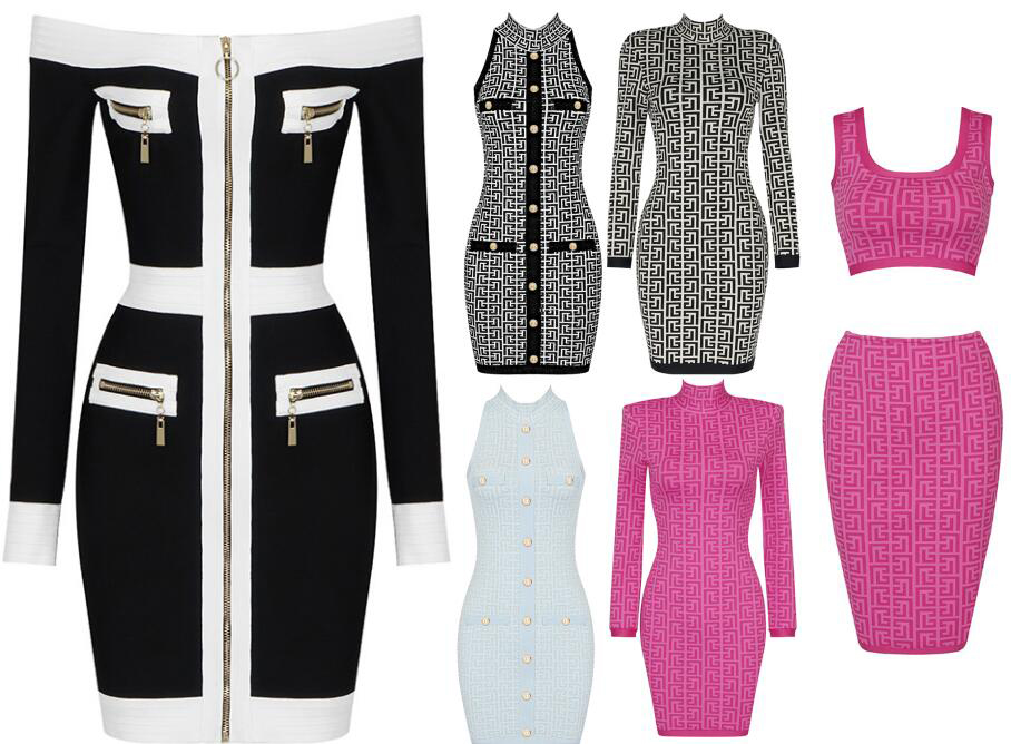 

Women Dresses Fashion Sexy Dress Slim Skirt Set With Gold Tone Buttons Neck Skirts Offshoulder Design Geometric Pattern Spring Summer Outwear Party Wear-6, Silical gel