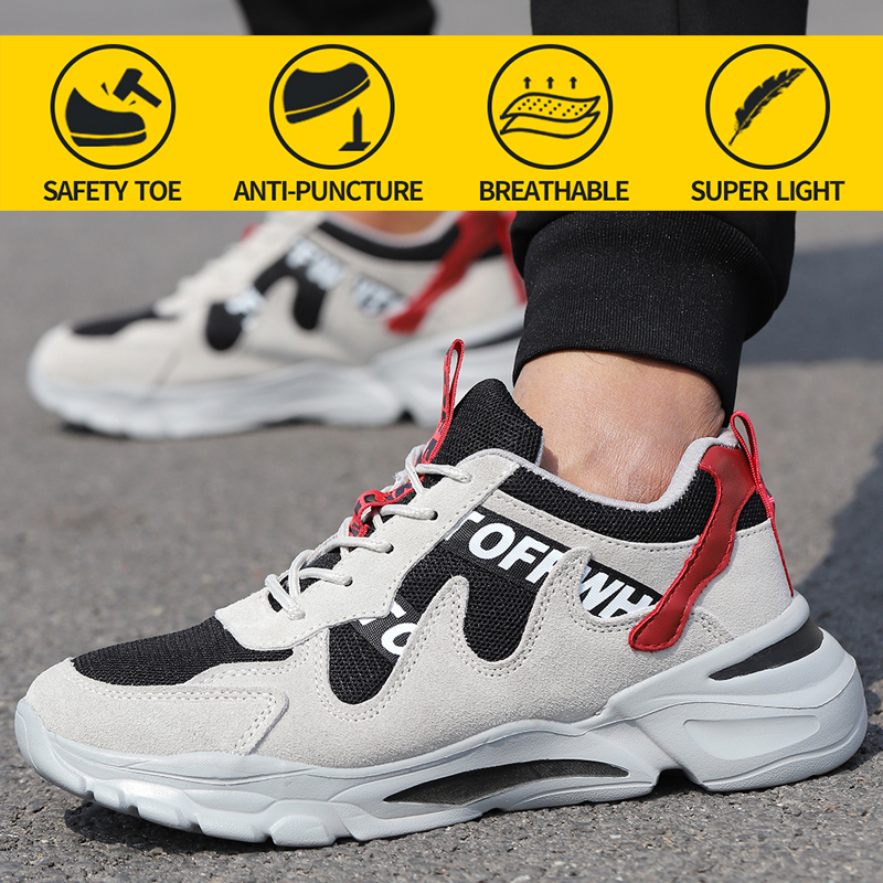 

Steel Toe Shoes Men Labor Protection Breathable Boots Non-slip Anti-Smashing Anti-Stabbing Puncture Proof Wearable Soft Light Co, 02work safety shoes