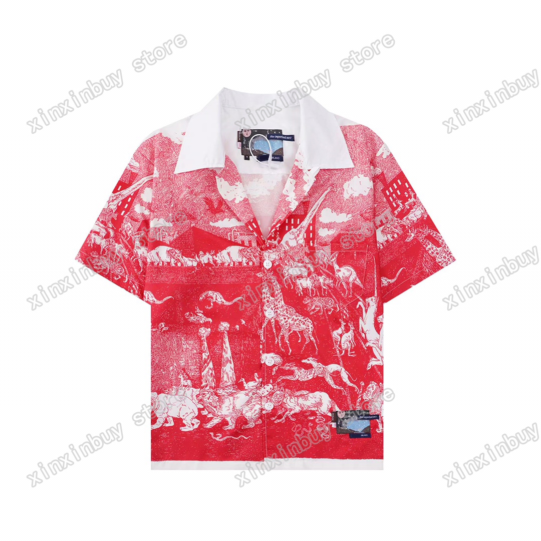 

22ss Men Women Designers t shirts tee animal zoo print short sleeve Lapel Streetwear red blue xinxinbuy M-XL, P01