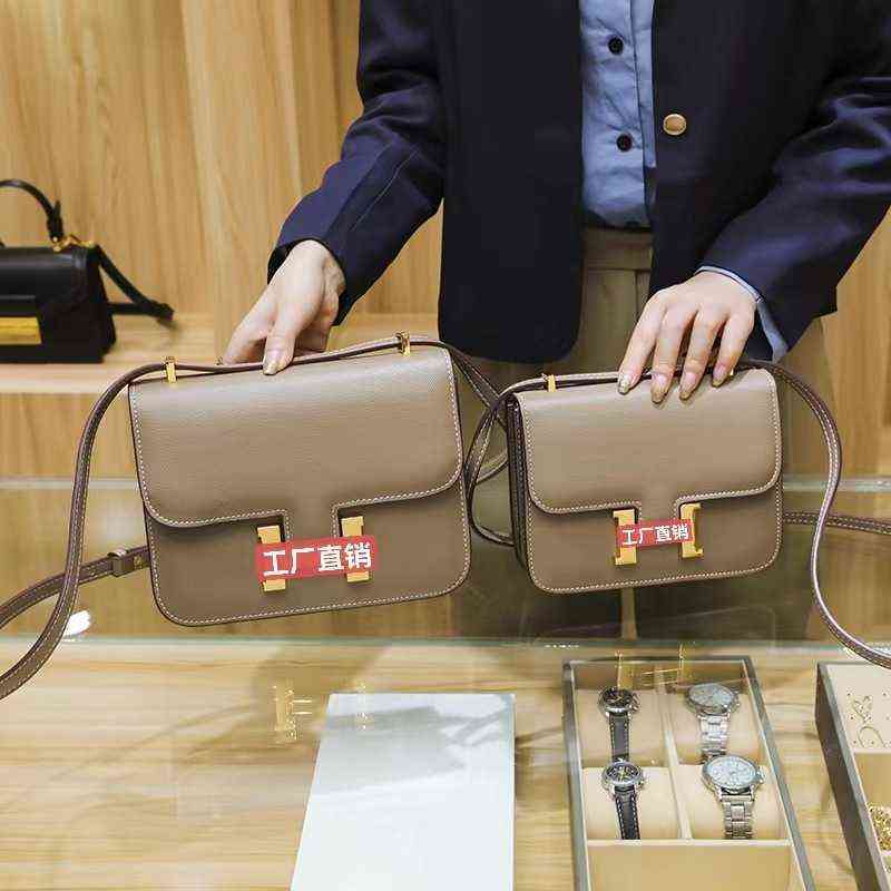 

Designer Constances Bags Herme H button bag female 2022 new fashion tofu soft skin womens mini small square cross messenger stewardess FRJ, Red