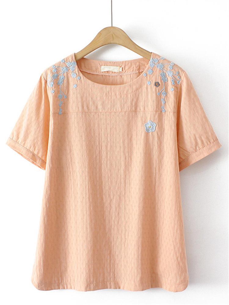 

Women's Plus Size T-Shirt Clothes For Summer Wear Short Sleeve Crew Neck Pure Cotton Fabric Comes With Jacquard Large Thin ShirtWomen's, Orange