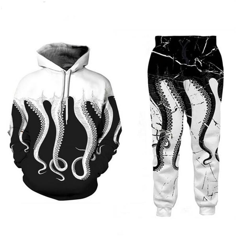 

New Men/Womens octopus Funny 3D Print Fashion Tracksuits Crewneck Hip Hop Sweatshirt and Pants 2 Pcs Set Hoodies TZ45247p, As shown