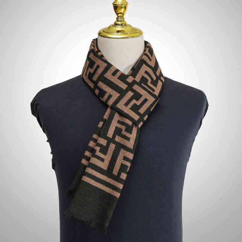 

Scarves FF letter scarf men's Korean version winter warm imitation cashmere business fashion versatile Bib trend