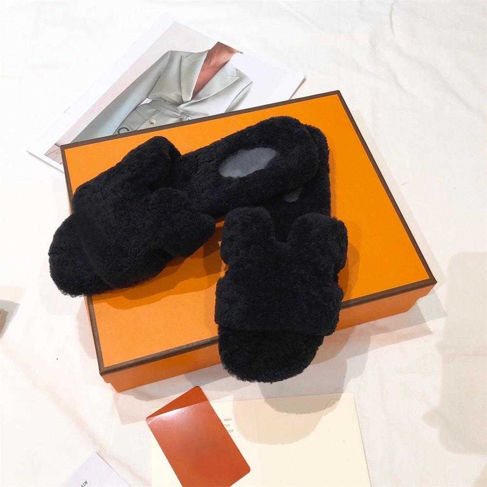 

Designer Slippers Fur Slide Ladies Wool Slides Fashion Women Slipper Fluffy Furry Warm Winter Home Sandals Comfortable Fuzzy Girl Flip Flop, Color2