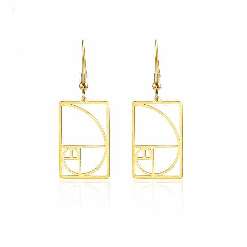 

Dangle & Chandelier Stainless Steel Sacred Geometry Science Fibonacci Ratio Drop Earrings Math Teacher Gift Ladies Jewellery EarringsDangle