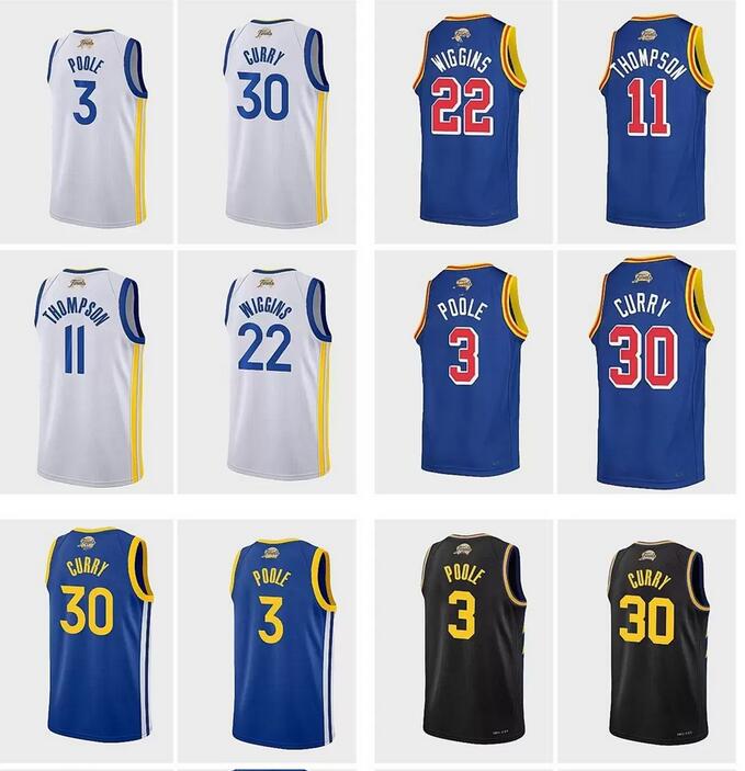 

2022 Finals Champion 30 Basketball Jersey 11 Thompson Sleeveless 75th 22 Wiggins 3 Poole Jerseys yakuda store online sale, 30 black