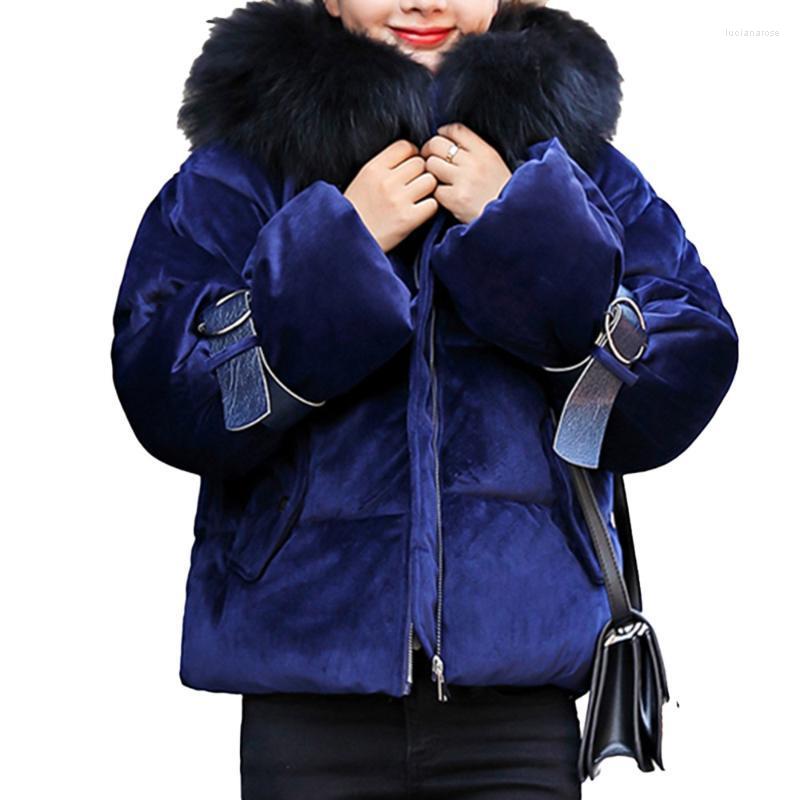 

Women's Down & Parkas Large Natural Raccoon Fur Hooded Winter Coat Women White Duck Jacket Thick Warm Female Outerwear Luci22, Beige