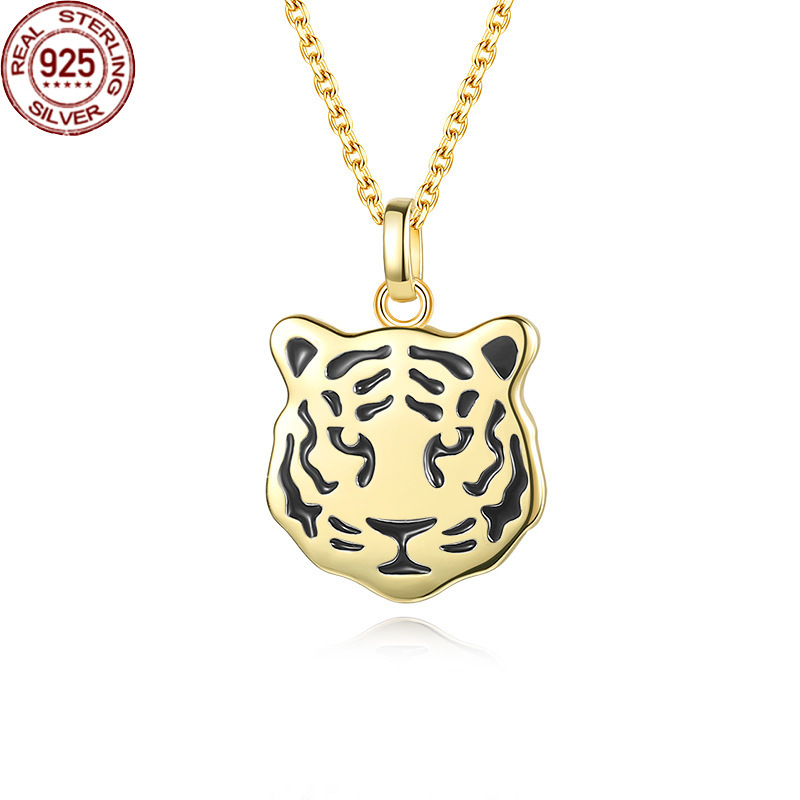 

Pendant Necklaces S925 Silver Zodiac Tiger Collarbone Chain Korean Version Benmingnian Necklace f