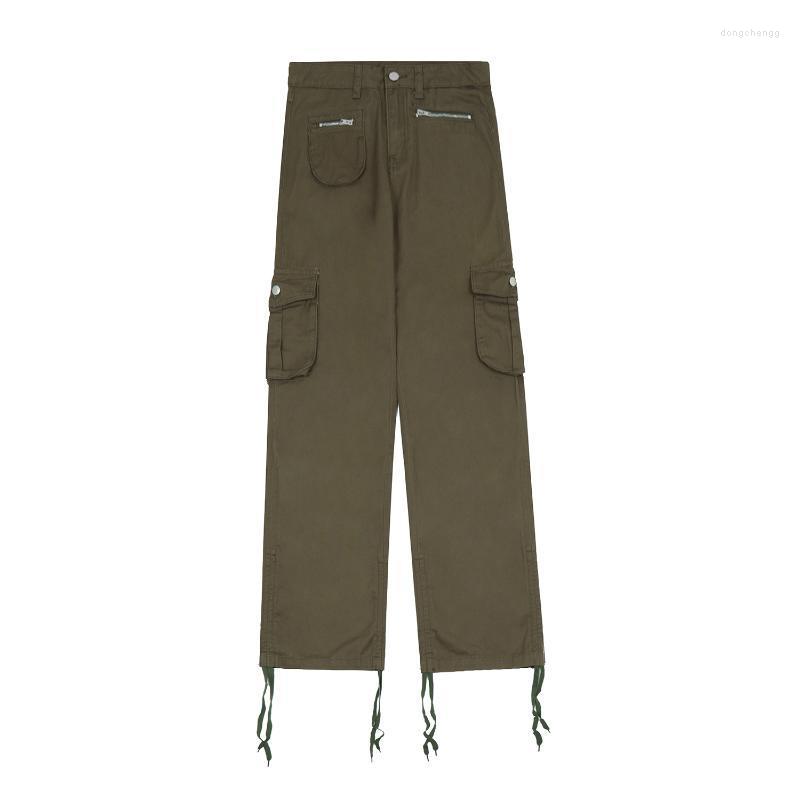 

Men's Pants Japanese Retro Three-dimensional Multi-pocket Drawstring Cargo Men's Streetwear Oversized Casual Wide-leg TrousersMen's, Green