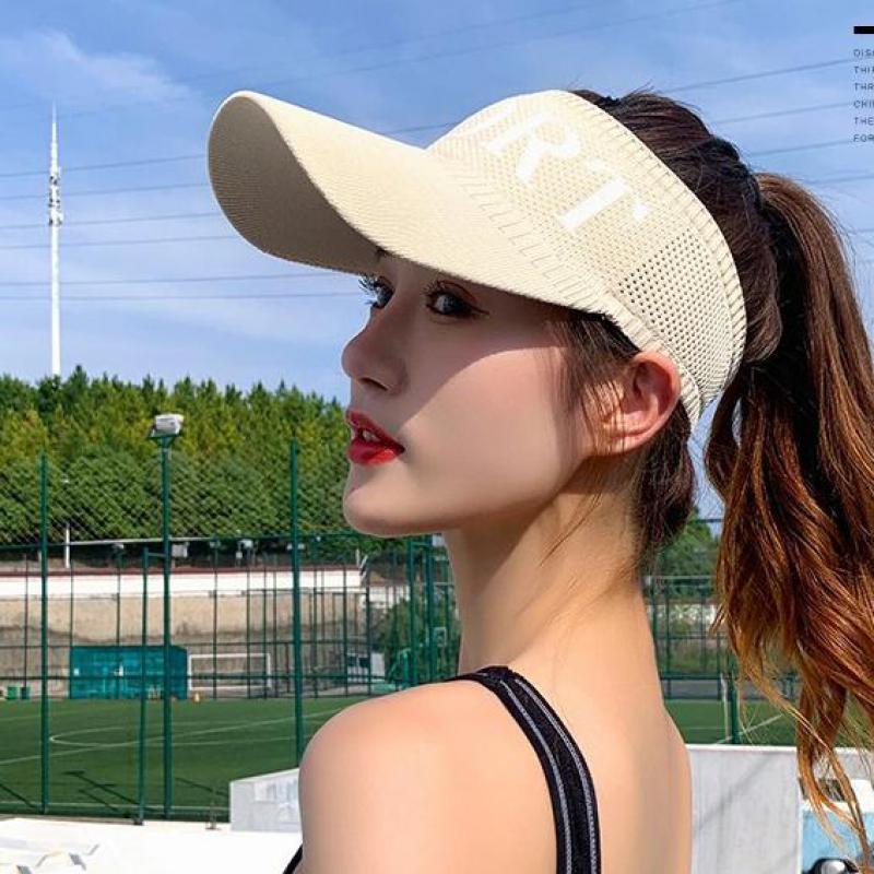 

Wide Brim Hats Summer For Women Empty Top Sun Hat Letter Sports Knitted Visor Cap Sunscreen Sunshade Outdoor Running Sunhat Gorro, Pink