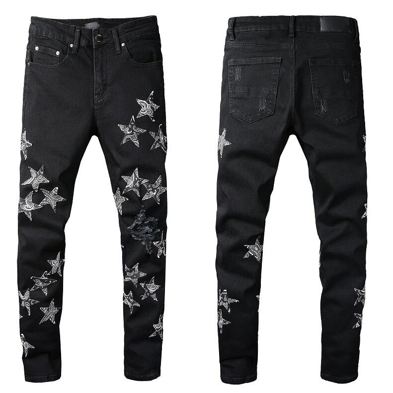 

Fashion Mens Jeans Cool Style Luxury Designer Denim Pant Distressed Ripped Biker Black Blue Slim Fit Motorcycle Size -40 Yjuo, 15