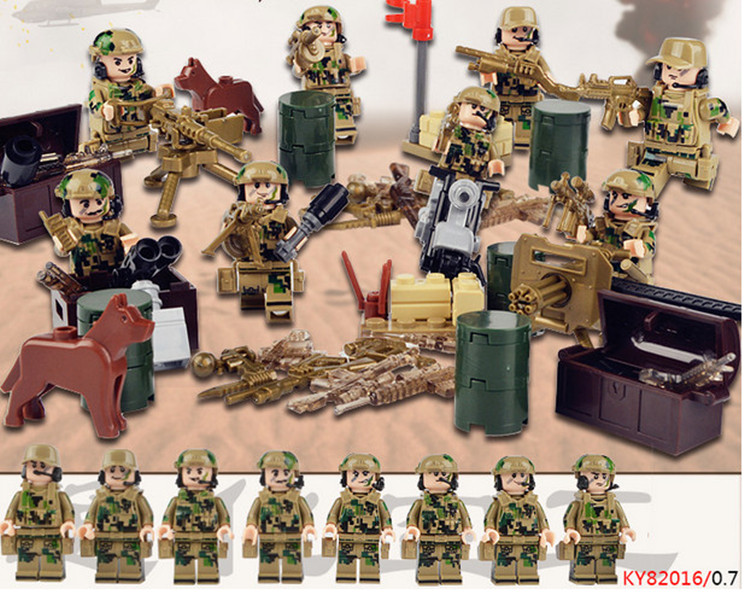 Wholesale action figure Micro Minifigs Military Flying Tigers and Seals Raid 12 Minifigure Doll Set Special Warfare Brigade Children Toy Gift-image-770759749