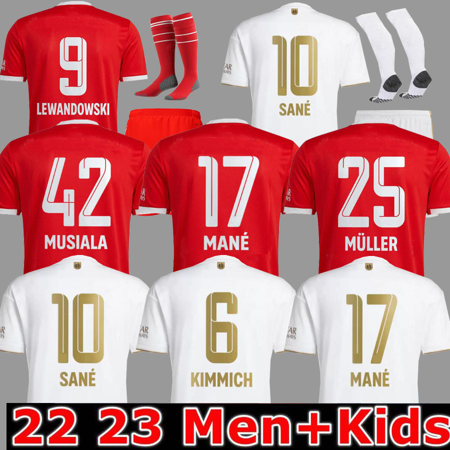 

LEWANDOWSKI soccer jerseys 22 23 GRAVENBERCH SANE BAYERN MUNICH Mazraoui MULLER DAVIES KIMMICH football TOP shirts Men Kids kit COMAN 2022 2023 uniform fans player, 22 23 home aldult serie a