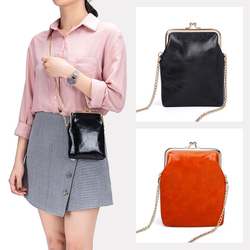 

Evening Bags Genuine Leather Solid Color Mini Shoulder Crossbody Bag Woman Retro Clasp Design Chain Phone Fashion Versatile Coin PurseEvenin, Fa-108-kh