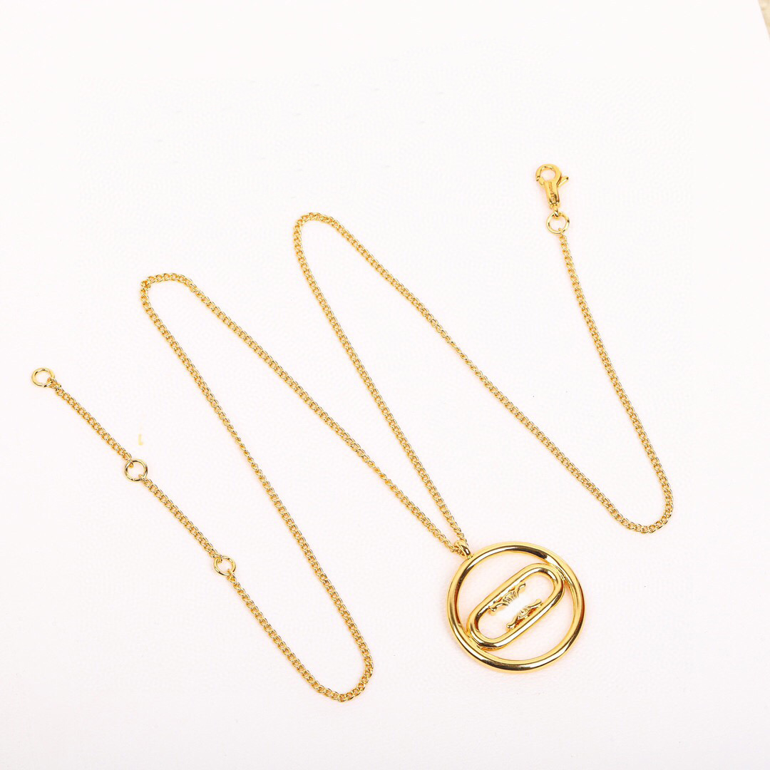 

2022 Top quality Charm round shape drop earring in 18k gold plated Pendant necklace for women wedding jewelry gift have stamp PS7868