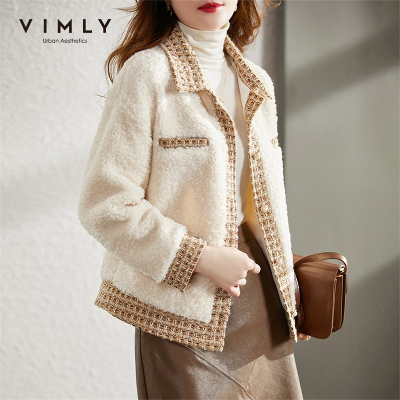 

Women's Wool Blends Vimly Woolen Coat For Women Winter Elegant Short Jacket Fashion Office Lady Tweed Knitted Jackets Femme Overcoat V0196 220826, Apricot