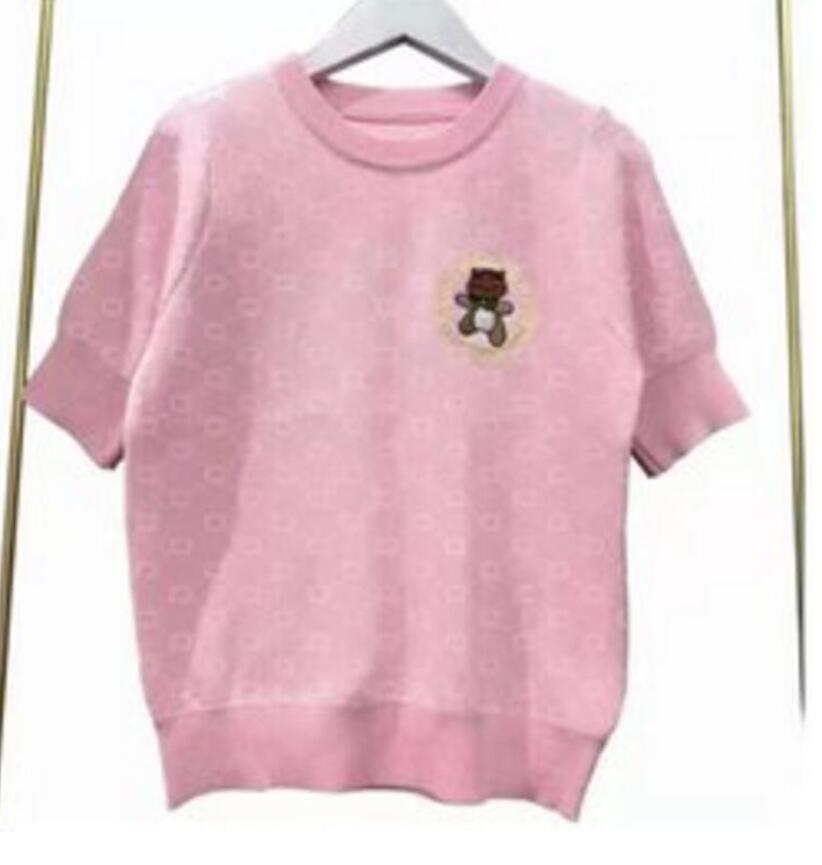 

Women Striped Knitted Sweaters 2022GG NEW Female Round Neck Short Sleeve Elastic Knitwear T-shirt Tops, Red