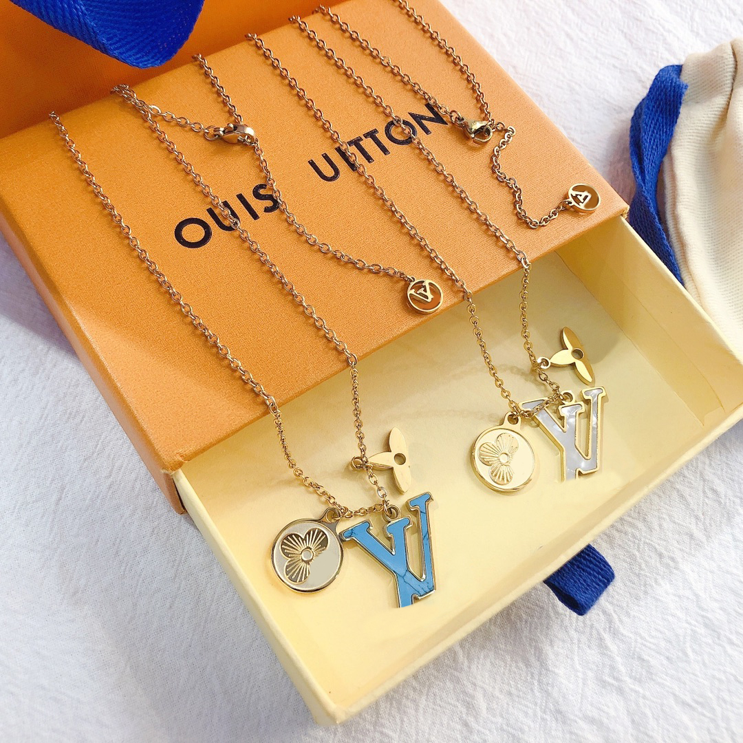 Necklaces Choker Chain Letter Pendants Necklace Wedding Jewelry Accessories X257 Fashion Womens 18K Gold Plated Stainless Steel Designer-image-799222079