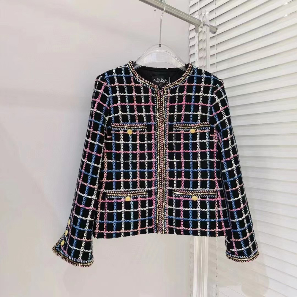 

2022 Womens Elegant Tweed Jacket Luxury Designer Ladies Coat Autumn Winter Women's Long Sleeve Cloth, As photo