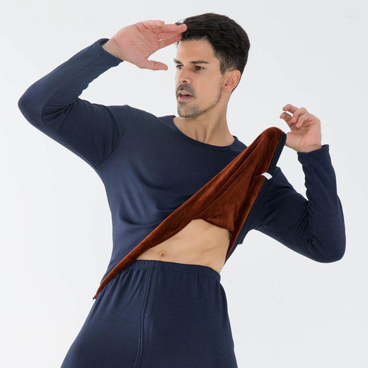 

Boxed Thermal Underwear Men's Plus Velvet Thick Winter Middle-aged Constant Temperature Size Qiuyiqiuku Set Cotton Sweaters Vests, Light gray