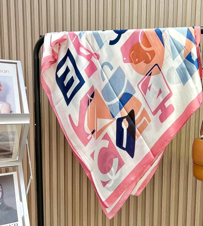 

Designer Women Scarves Luxury Long Silk Scarf Letters Print Satin Shawl Fashion Accessorries Woman Head scarf size 180x90cm