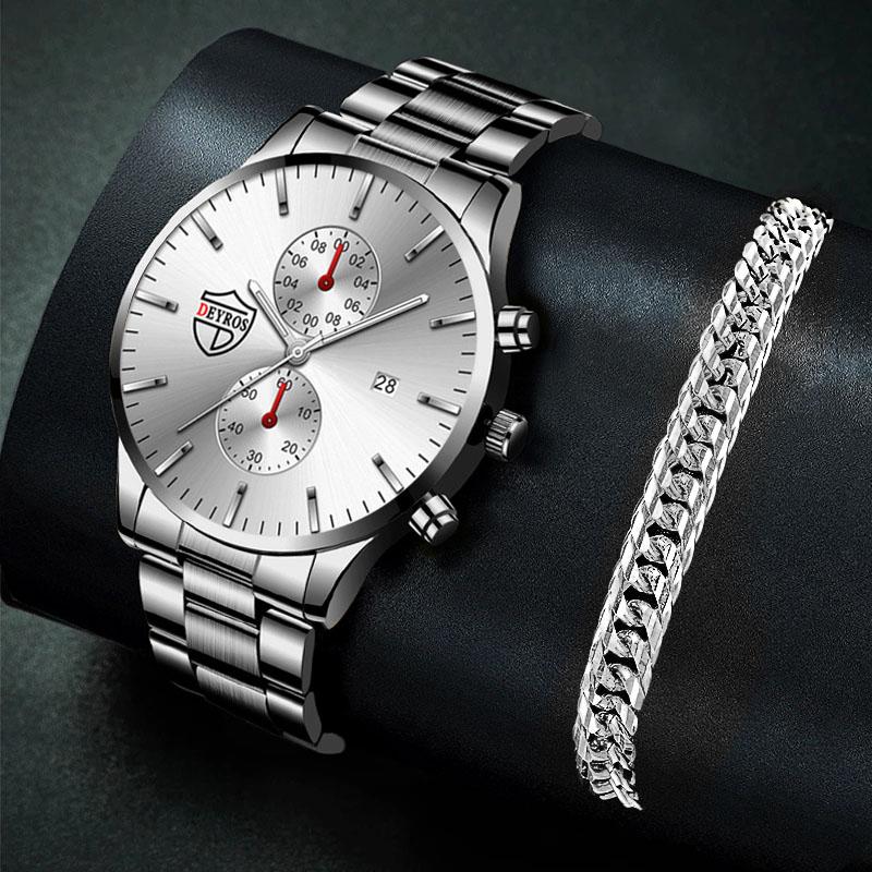 

Wristwatches Luxury Fashion Mens Watches For Men Stainless Steel Quartz Wristwatch Calendar Luminous Clock Man Business Casual Bracelet Watc, As shown 7