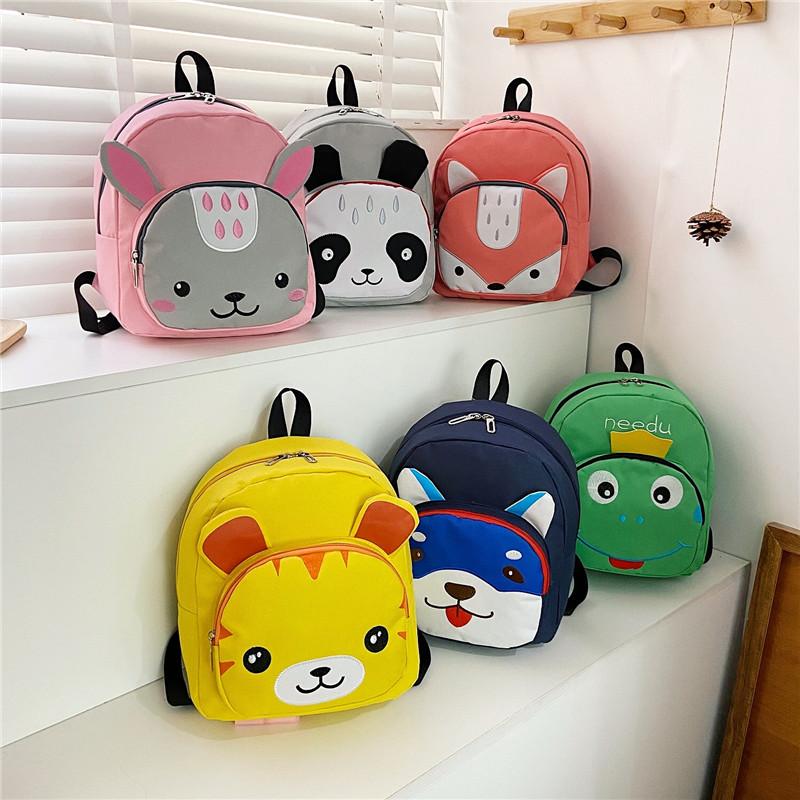 

School Bags Children's Boys Girls Kindergarten Nylon Panda Backpack Cartoon Printed Children Cute Animal Small Bookbag, Purplish blue