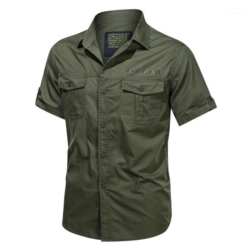 

Mens Short Sleeve Shirts Cotton Casual Summer Wearing Plus Size Men Military Shirt Buttons Top Breahable High Quality Men's, Mg1751 green