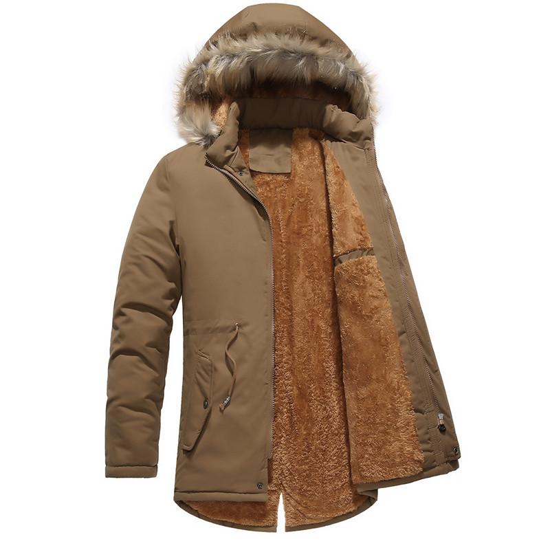 

Men's Down & Parkas Winter Parka Men Fashion Hooded Fur Collar Thick Warm Wool Liner Windbreaker Coat Plus Size -3XL Mid-long Outerwear Men, Black