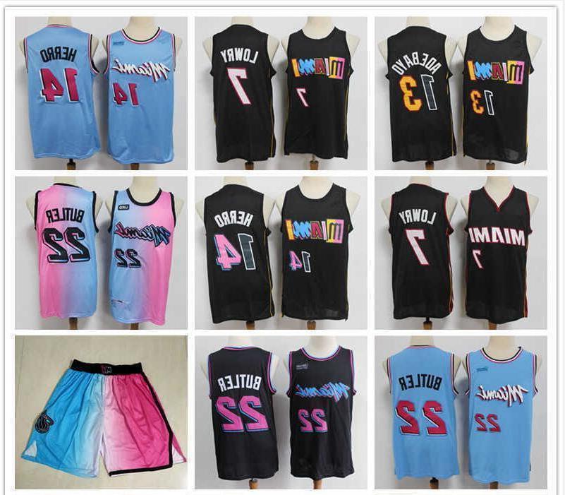 

Miami''Heat''Men Throwback jerseys Dwyane 3 Wade Tyler 14 Herro Jimmy 22 Butler Kyle 7 Lowry Basketball Shorts Basketball Jerseys, Color